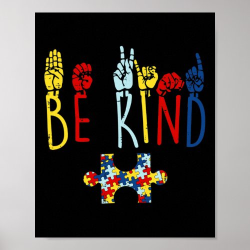 Kind Hand Sign Language Puzzle Autism Awareness As