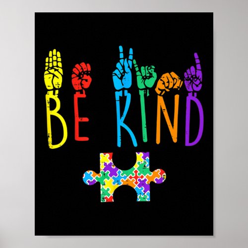 Kind Hand Sign Language Puzzle Autism Awareness As