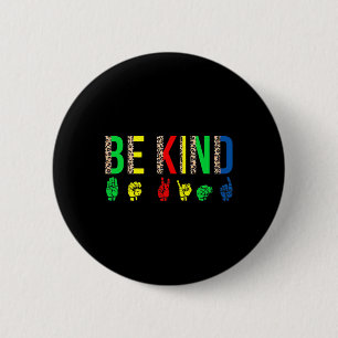 Kind Hand Sign Language Puzzle Autism Awareness As Button