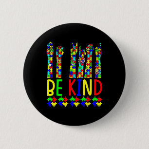 Kind Hand Sign Language Puzzle Autism Awareness As Button
