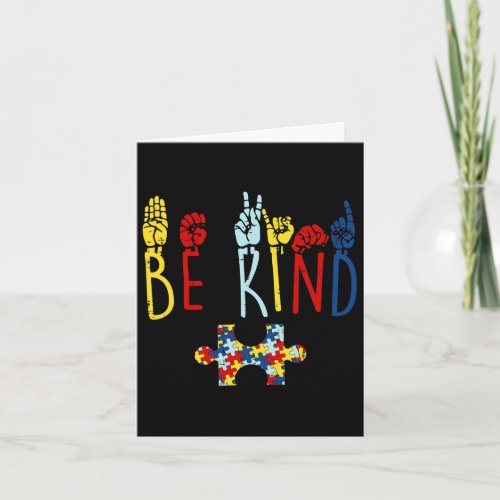 Kind Hand Sign Language Puzzle Autism Awareness As Card