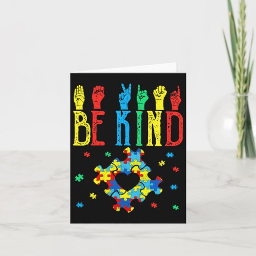 Kind Hand Sign Language Puzzle Autism Awareness As Card