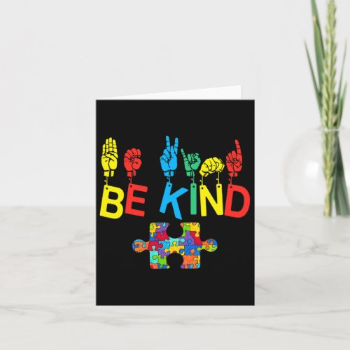 Kind Hand Sign Language Puzzle Autism Awareness As Card