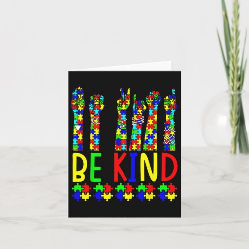 Kind Hand Sign Language Puzzle Autism Awareness As Card