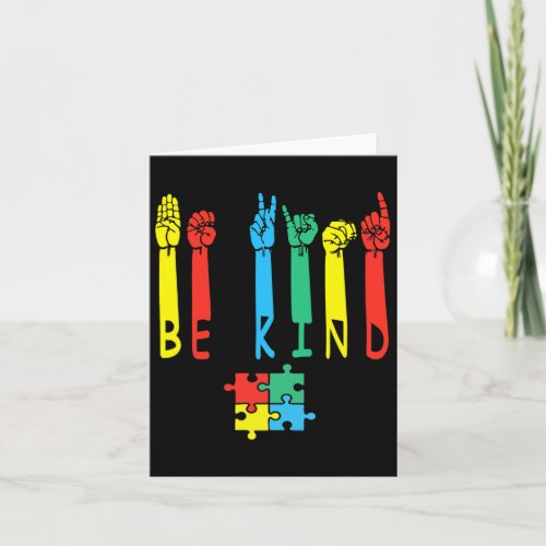 Kind Hand Sign Language Puzzle Autism Awareness As Card