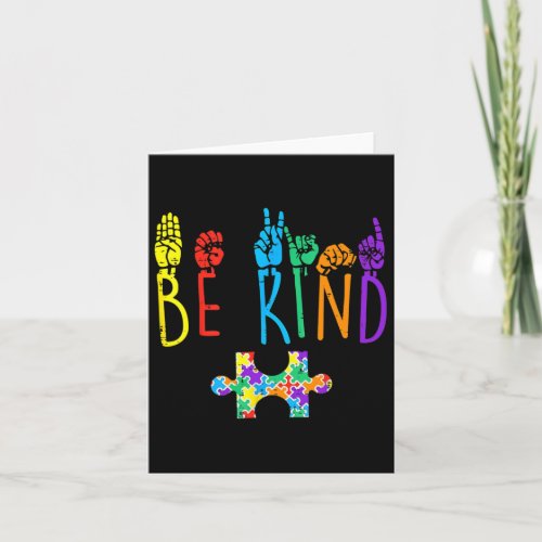 Kind Hand Sign Language Puzzle Autism Awareness As Card