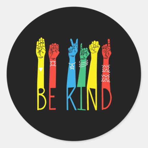 Kind Hand Sign Language Puzzle Autism Awareness As Classic Round Sticker