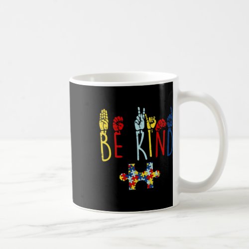 Kind Hand Sign Language Puzzle Autism Awareness As Coffee Mug