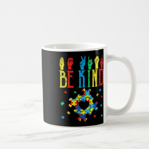 Kind Hand Sign Language Puzzle Autism Awareness As Coffee Mug