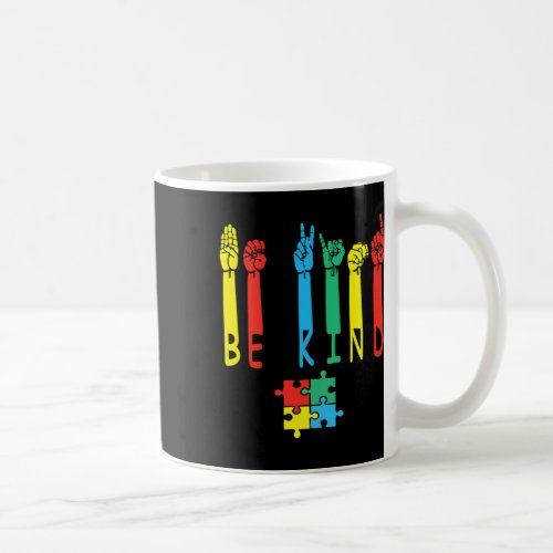 Kind Hand Sign Language Puzzle Autism Awareness As Coffee Mug