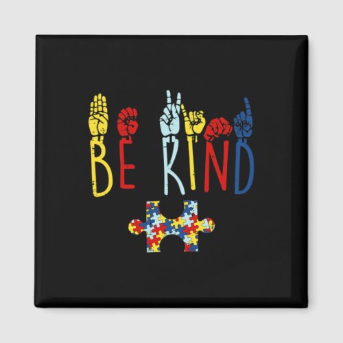 Kind Hand Sign Language Puzzle Autism Awareness As Magnet