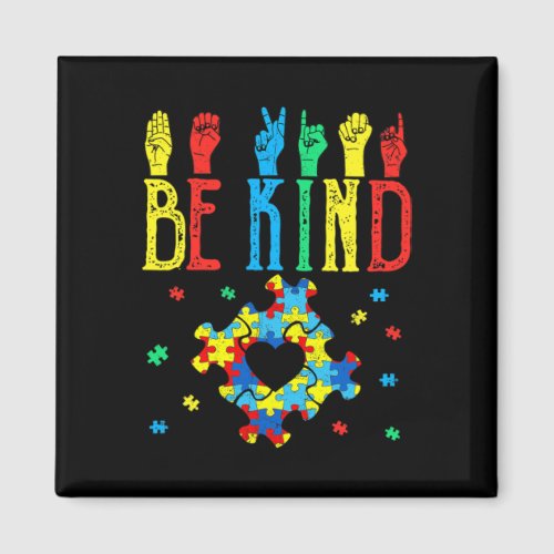 Kind Hand Sign Language Puzzle Autism Awareness As Magnet