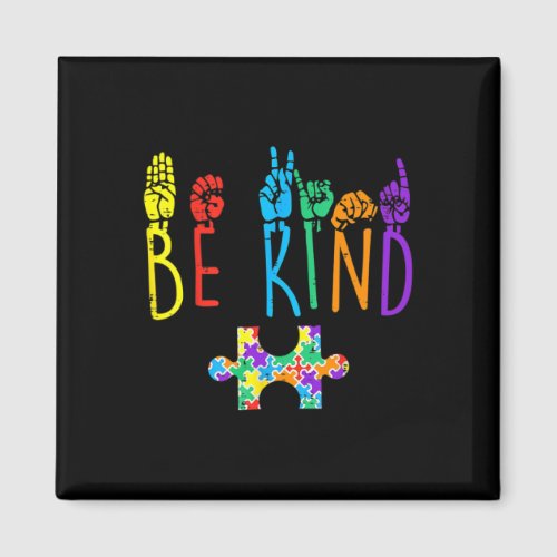 Kind Hand Sign Language Puzzle Autism Awareness As Magnet