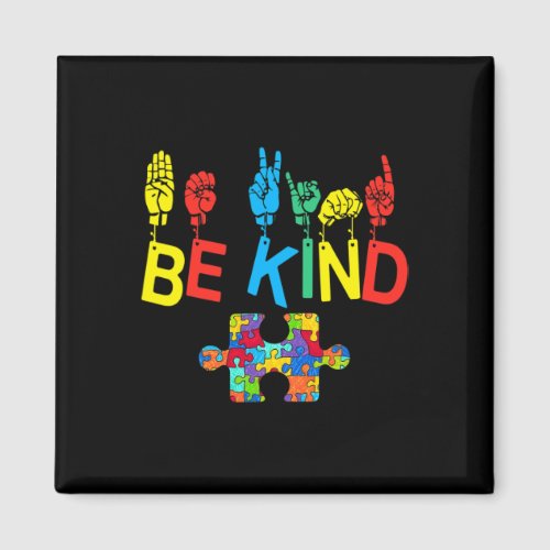 Kind Hand Sign Language Puzzle Autism Awareness As Magnet