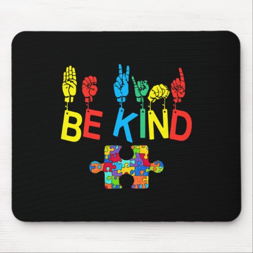 Kind Hand Sign Language Puzzle Autism Awareness As Mouse Pad