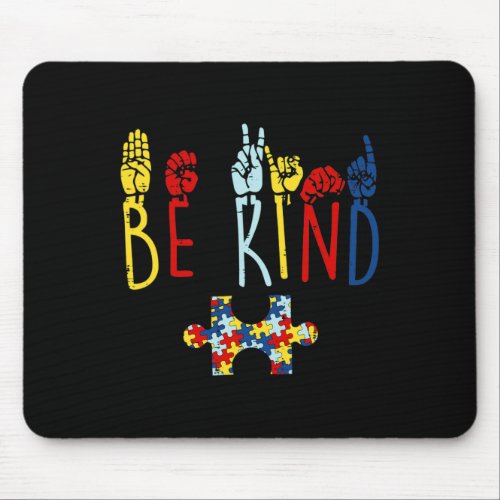 Kind Hand Sign Language Puzzle Autism Awareness As Mouse Pad