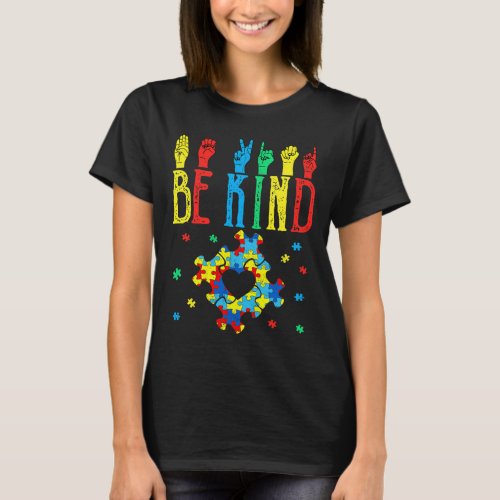 Kind Hand Sign Language Puzzle Autism Awareness As T_Shirt