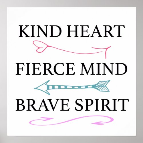 Kind Heart Fierce Mind Brave Soul Wall Art