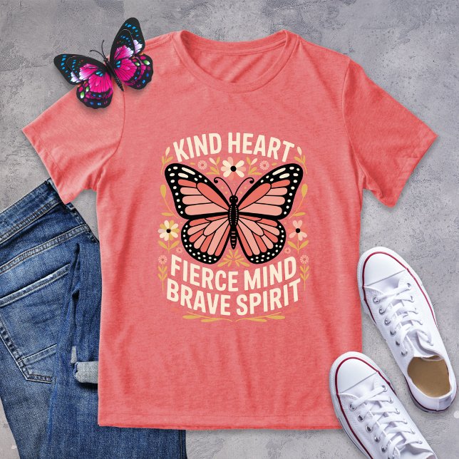 Kind Heart Fierce Mind Brave Spirit Butterfly Tri-Blend Shirt (Creator Uploaded)