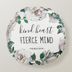 Kind Heart Fierce Mind Watercolor Floral Pillow