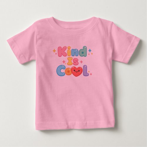 Kind is Cool Pastel Retro Bubble Typography Kids T Baby T-Shirt
