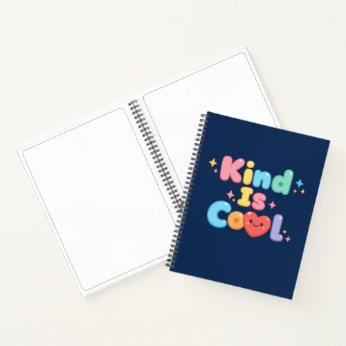 Kind is Cool Pastel Retro Bubble Typography Spiral Notebook