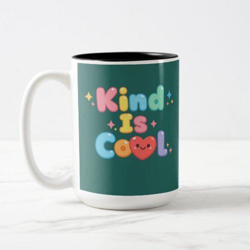 "Kind is Cool" Pastel Retro Typography Ceramic Mug