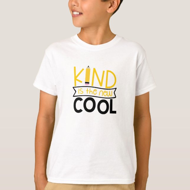 Kind Is The New Cool With Yellow Fun Pencil T-Shirt (Front)