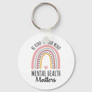 Kind Mental Health Problems Polka Dot Rainbow Awar Keychain