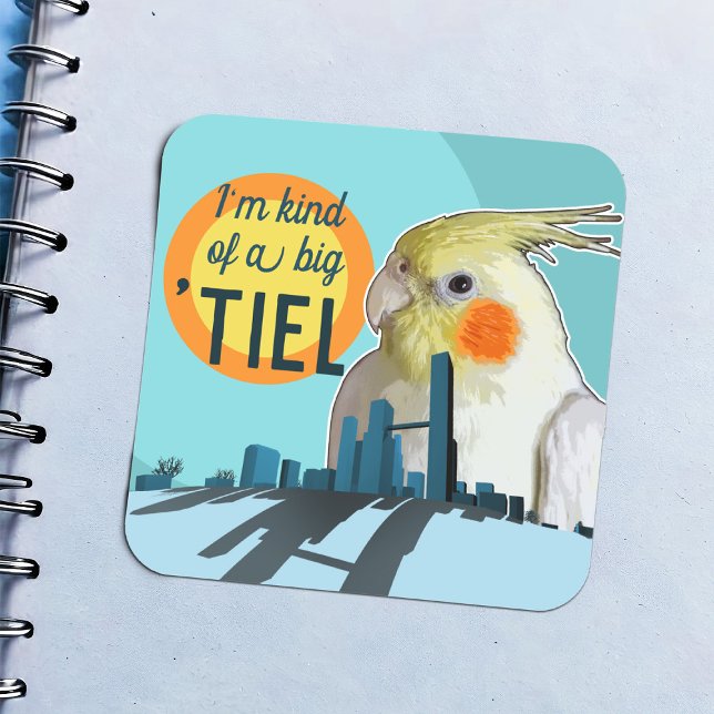 Kind of a Big Deal Funny Cockatiel Pun Pet Bird Square Sticker (Funny cockatiel motivational kids' notebook sticker)