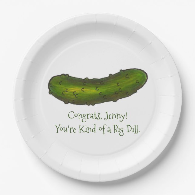 Kind of a Big Dill Congratulations Green Pickle Paper Plates (Front)