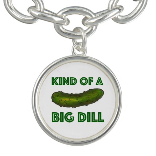 Kind of a Big Dill Deal Green Kosher Pickle Food Charm Bracelet