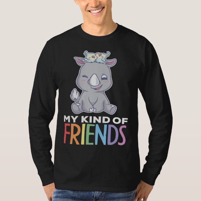 Kind Of Friends Parrot Bird Save Rhino Animal Kids T-Shirt (Front)