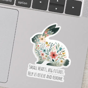 Kind Pastel Watercolor Floral Rabbit Rescue Sticker