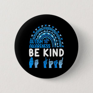 Kind Sign Language Asl Puzzle Rainbow Autism Aware Button
