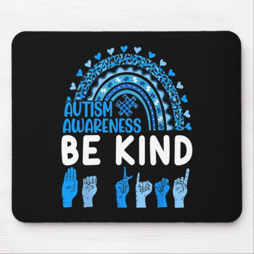 Kind Sign Language Asl Puzzle Rainbow Autism Aware Mouse Pad