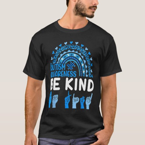 Kind Sign Language Asl Puzzle Rainbow Autism Aware T_Shirt