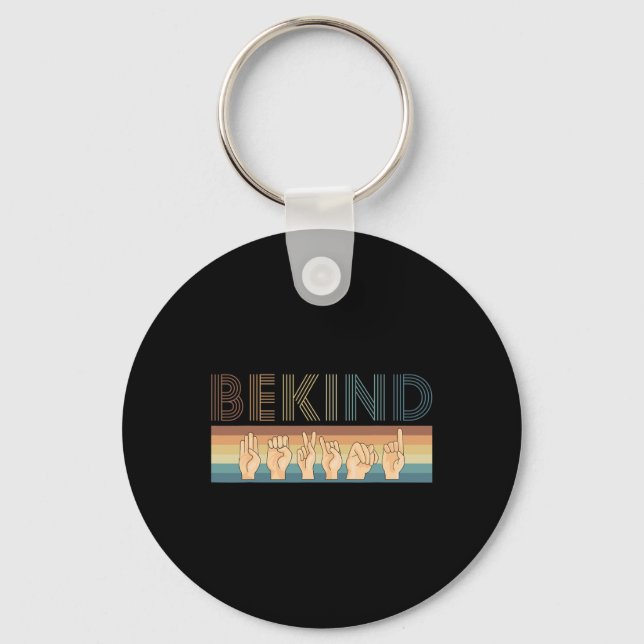 Kind Sign Language Deaf 1  Keychain (Front)