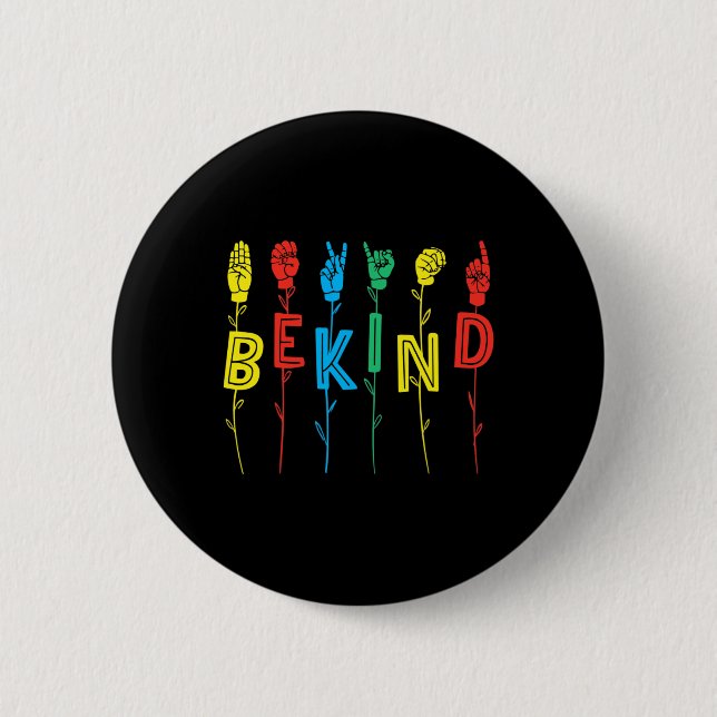 Kind Sign Language Hand Autism Awareness Asl Inter Button (Front)