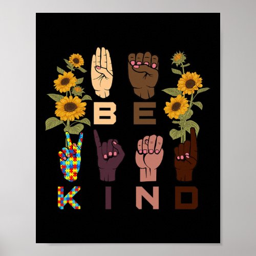 Kind Sign Language Hand Sunflower Autism Awareness