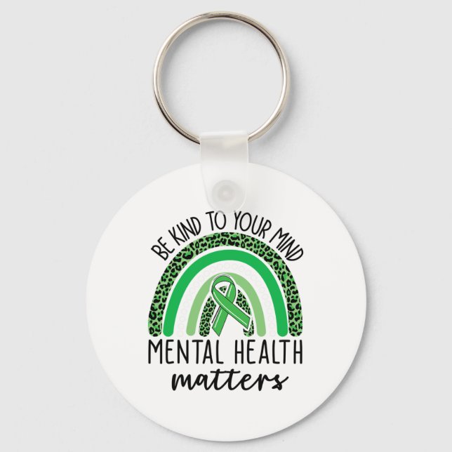 Kind To Your Mind Leopard Rainbow Mental Health Pr Keychain (Front)