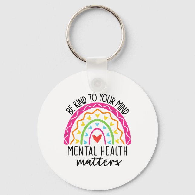 Kind To Your Mind Leopard Rainbow Mental Health Pr Keychain (Front)