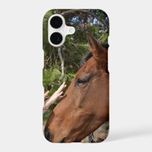 "Kind Touch: Bonding with a Gentle Brown Horse" iPhone 17 Case