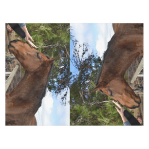 "Kind Touch: Bonding with a Gentle Brown Horse" Tablecloth