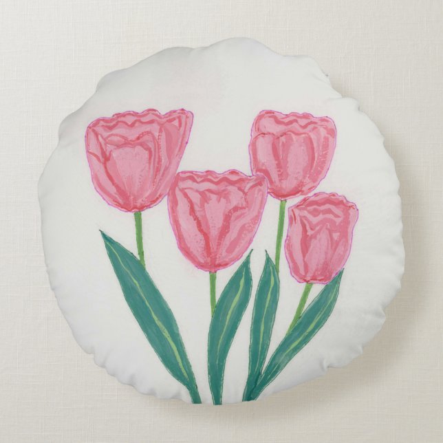 Kind Tulips Florals Throw Pillow  (Back)