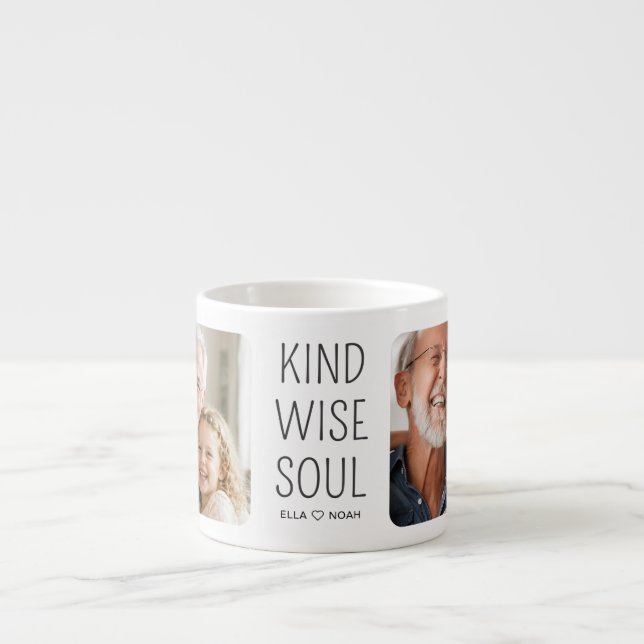 Kind Wise Soul Black Script 2 Photo Coffee Espresso Cup (Front)