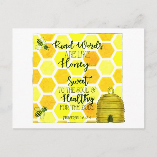 Kind Words Are Like Honey Inspirational Postcard