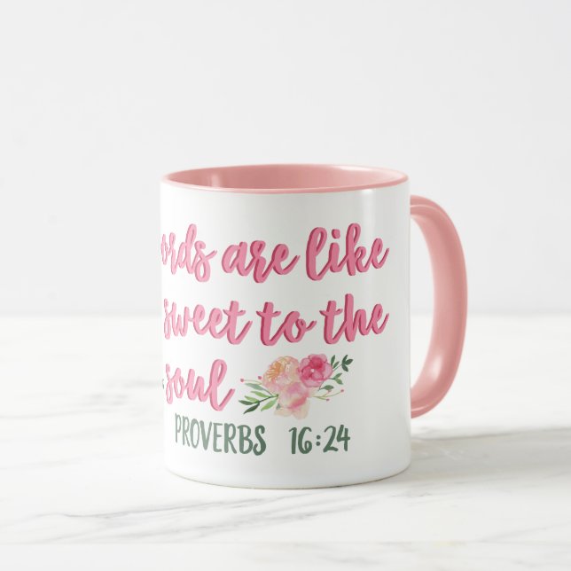 Kind Words Are Like Honey Proverb // Bible Verse Mug (Front Right)