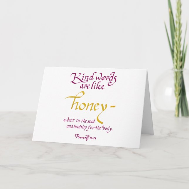 Kind Words Are Like Honey Proverbs Scripture Letterpress Thank You Card (Front)