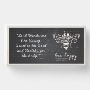 Kind Words & Honey Bee Quote Wood Box Sign